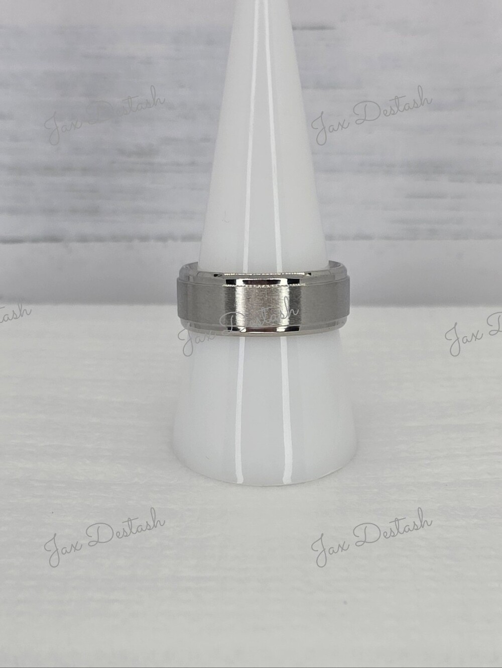 Silver Matte Tone Stainless Steel Band Ring